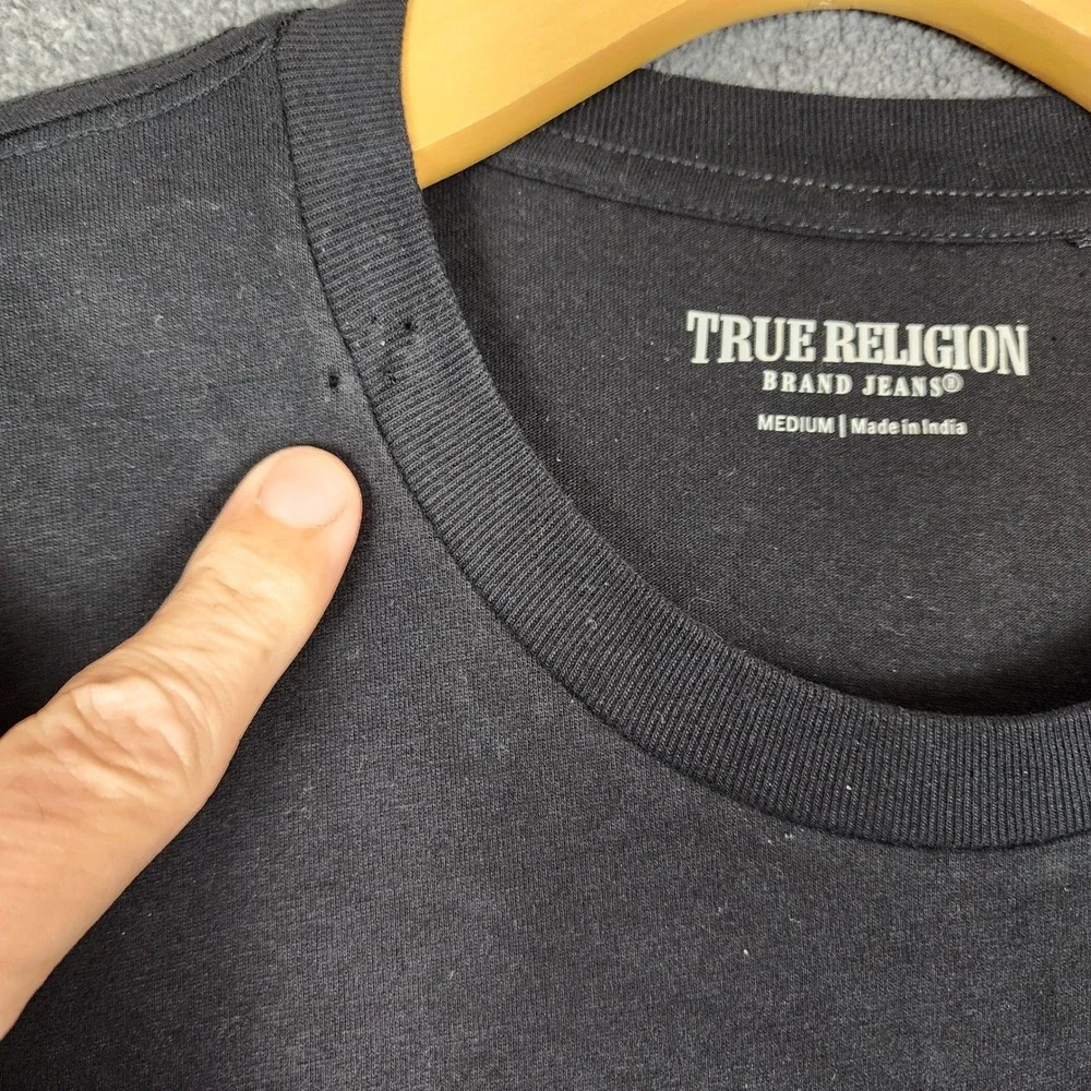 True Religion Mens Monotone HS Buddha Tee Jet‎ Black Graphic T-Shirt 107313 M